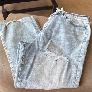 NWT a.n.a Light Blue High Rise Cropped Flare Distressed Jeans